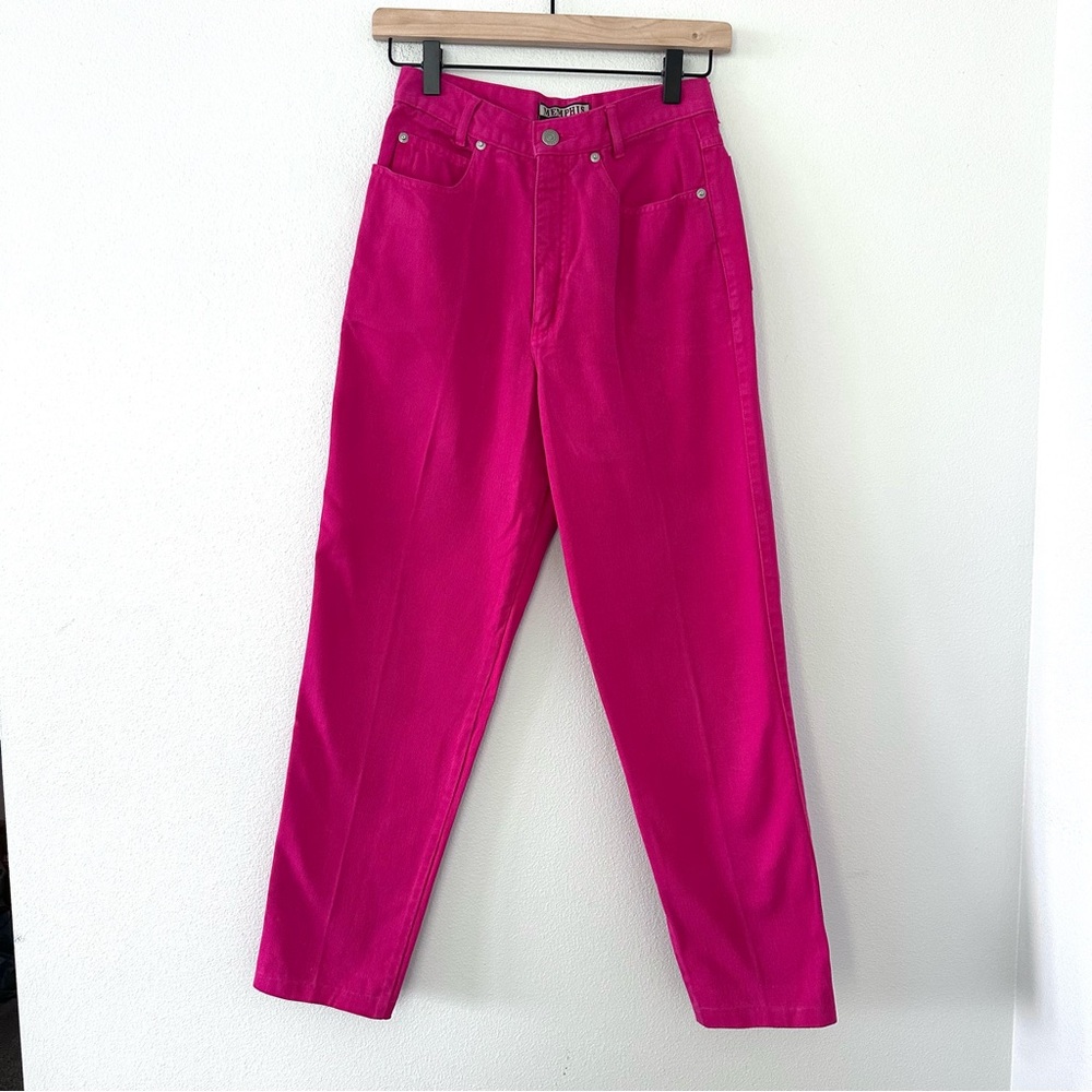 Vintage 90s 100% Cotton Memphis Pink High Rise Mom Jeans Sz 9 25" Waist Tapered